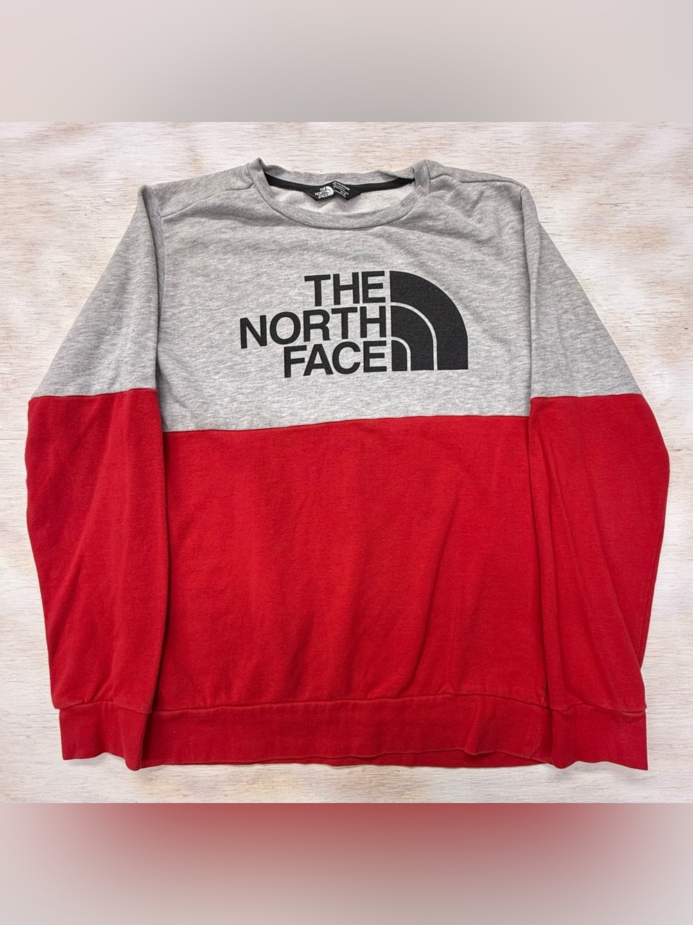 The North Face Gray Crewneck Sweatshirt with Black Neck Trim Boy’s Large